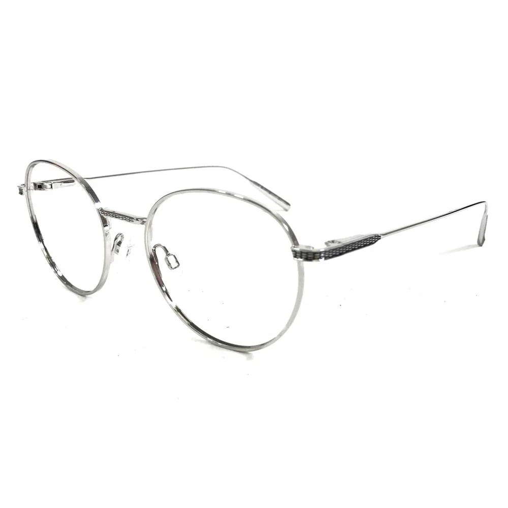Editor Eyeglasses Frames Thadd BLACK/SILVER Polished Round Wire Rim 50-18-145